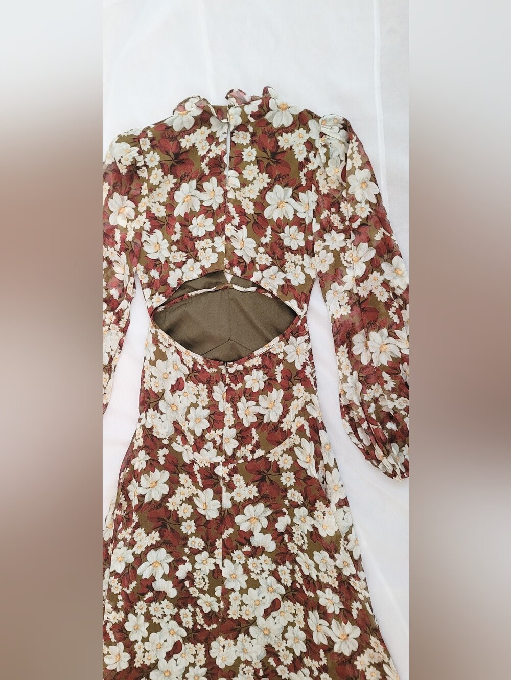 NWOT! ASTR Fall Formal Floral Anthro Women's Open-Back Chiffon Maxi Dress Small - Picture 16 of 17